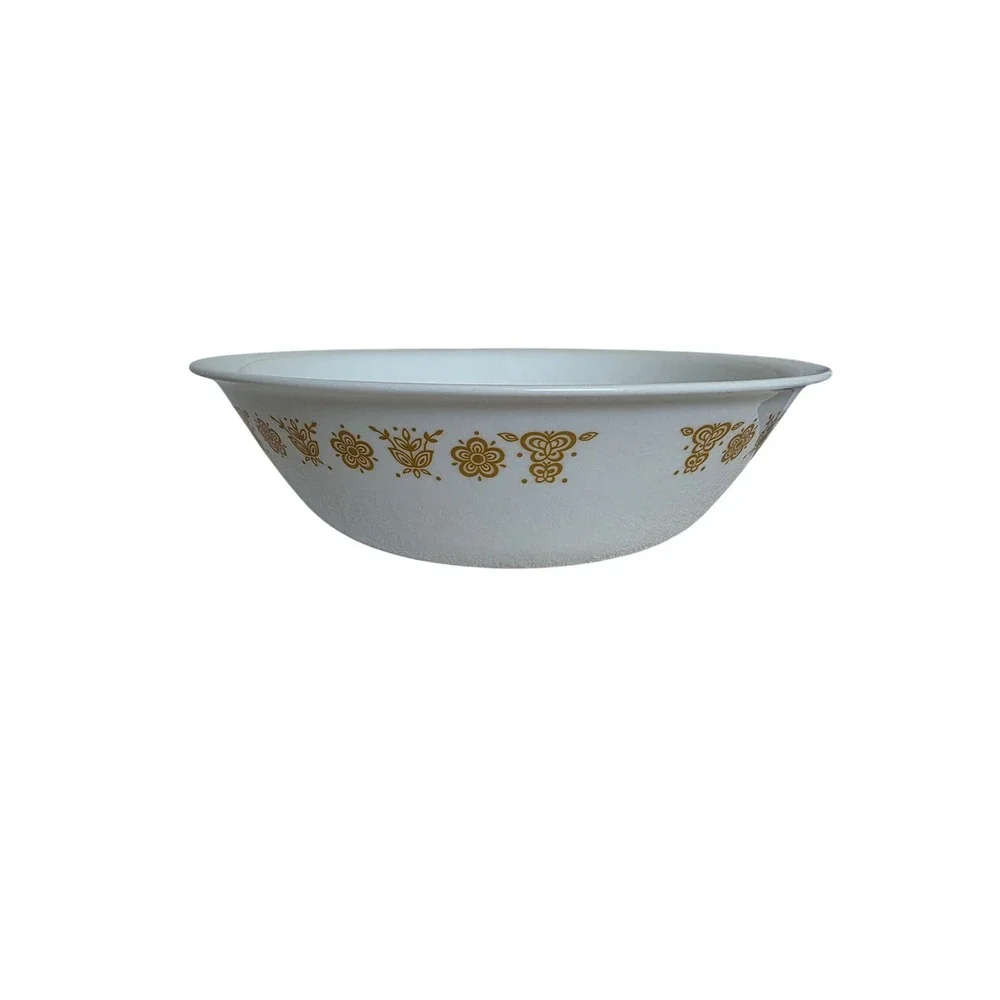 Corelle Butterfly Gold Serving Bowl 8.5 Inch Vintage Corning Livingware White
